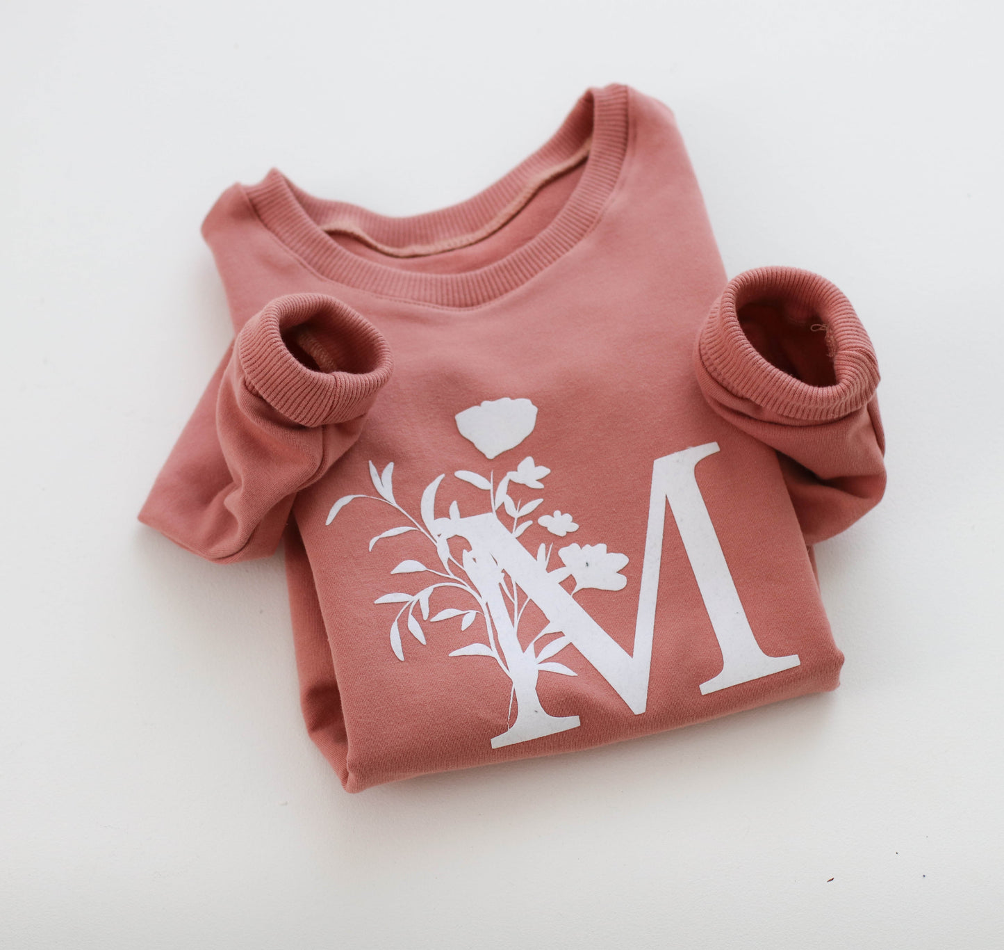 pink sweatshirt with the initial M last one! - 3-6 mths