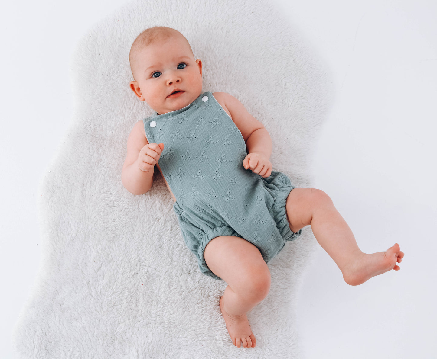 embroidered muslin romper  last one! - 3-6 mths
